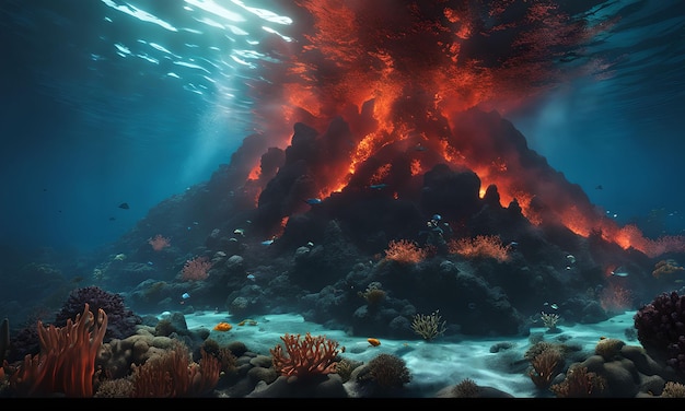 Underwater Volcanoes in the Ocean Floor