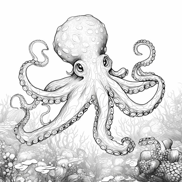 Photo underwater wonders coloring fun with octopus