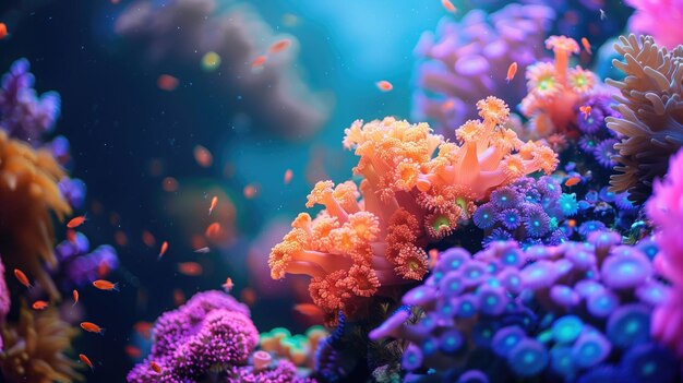 Подводный мир, наполненный красочными рыбами и кораллами на живом коралловом рифе