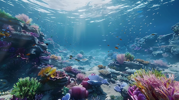 Underwater world full of vibrant coral and colorful fish