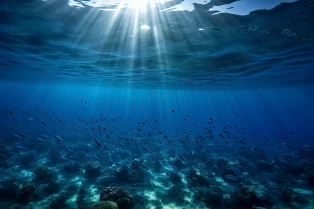 The Underwater World Under Sunshine AI technology generated image