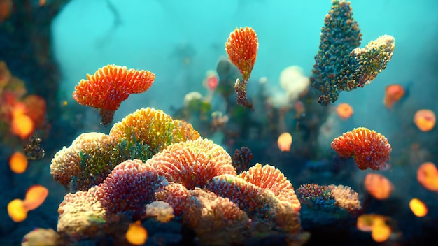 underwater world with realistic plants