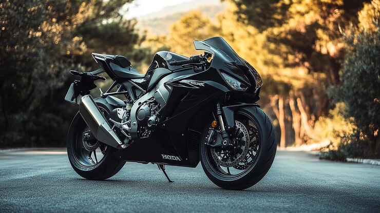 Photo une honda cbr 1000 rr noir avec des griffures apparentes sur les cts 1 de chaques cots