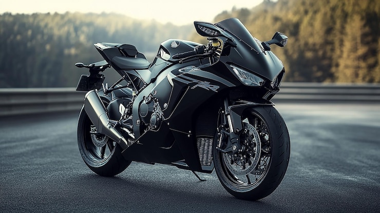 Photo une honda cbr 1000 rr noir avec des griffures apparentes sur les cts 1 de chaques cots
