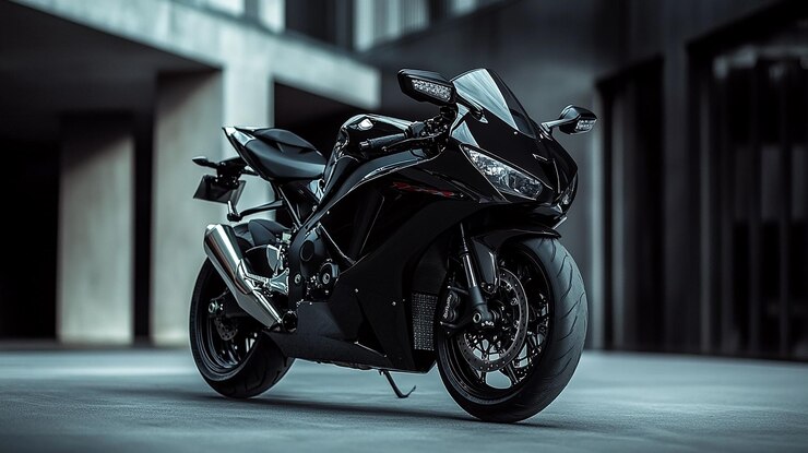 Photo une honda cbr 1000 rr noir avec des griffures apparentes sur les cts 1 de chaques cots