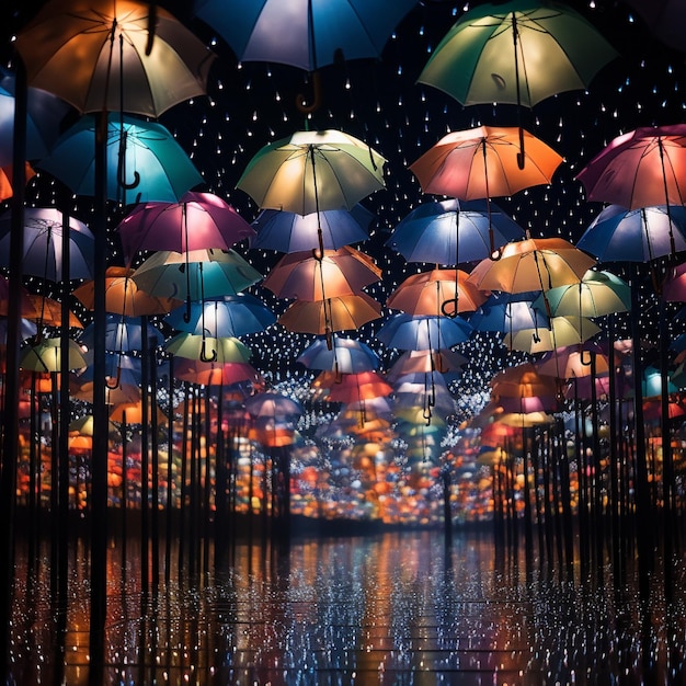 Unearthly Umbrellas Rain of Light