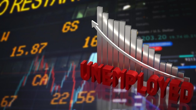 The unemployed and chart on business background 3d rendering