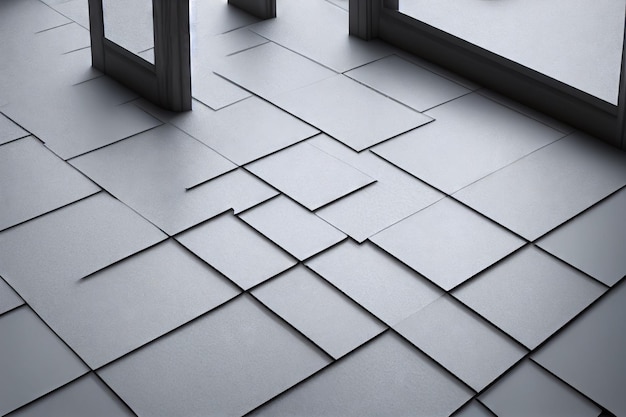 Uneven grey tiles pattern on abstract room floor