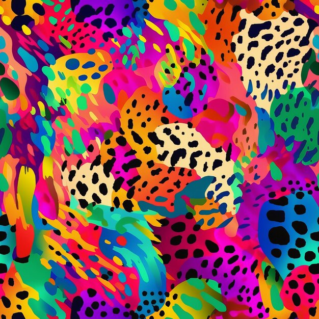 Photo unfaltering 90sstyle rainbow jaguar print organize on animal skin seamless pattern ai generated