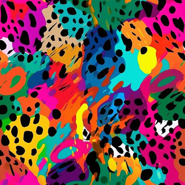 Unfaltering 90sstyle rainbow jaguar print organize on animal skin Seamless pattern AI Generated