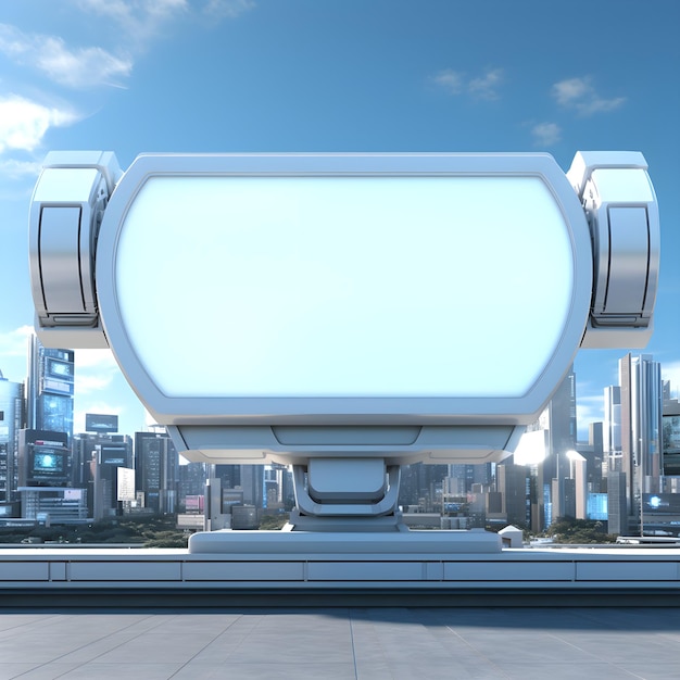 Photo unfilled billboard overlooking a futuristic cityscape