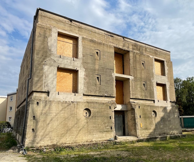 Unfinished bunker conversion into apartment building