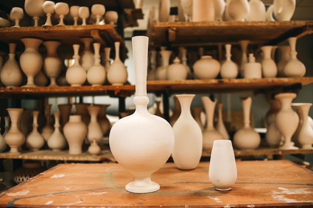 Unfinished traditional Turkish ceramic vase made from clay