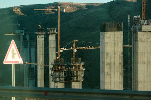 Unfinished viaduct construction site Hadim Konya Turkey