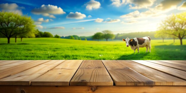 Unfocused Farm Themed Empty Table Background