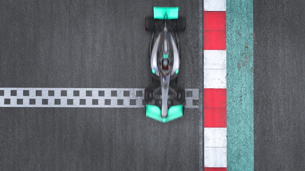 Unfocused racing car running on track 3d illustration