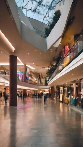 Foto centro commerciale sfocato con forme astratte