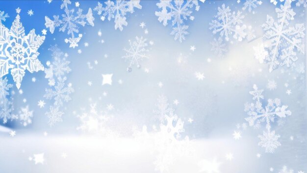 Несосредоточенный зимний фон со снежинками