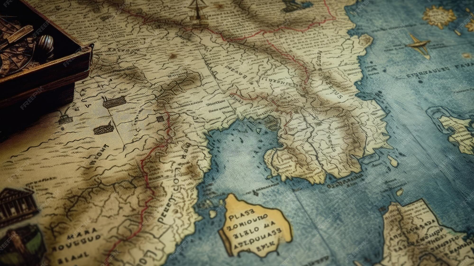 Premium AI Image | Unfold the mystery of a handdrawn map its carefully 