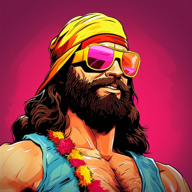 Photo the unforgettable charm of macho man randy savage a vibrant cartoon characterization