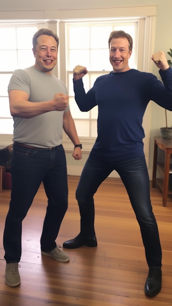 Photo the unforgettable danceoff elon musk and mark zuckerberg groove together