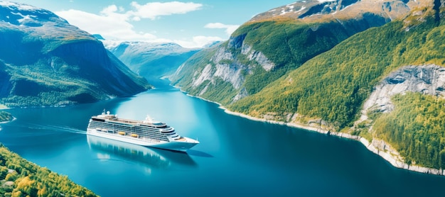 Unforgettable journey through norway's breathtaking fjords cruise ship amidst majestic mountains and aweinspiring landscapes discover the beauty of travel at its finest