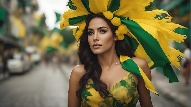 Photo unfurling the colors of freedom with flag people joy and pride in brazil's independence day celeb