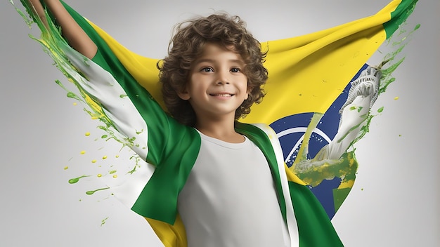 Раскрывая цвета свободы с радостью и гордостью людей флага на праздновании Дня независимости Бразилии
