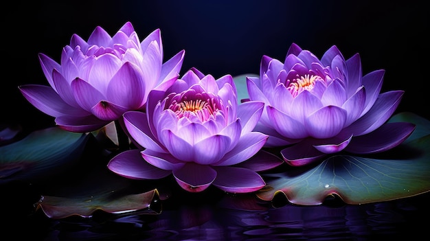 Photo unfurling purple lotus flower