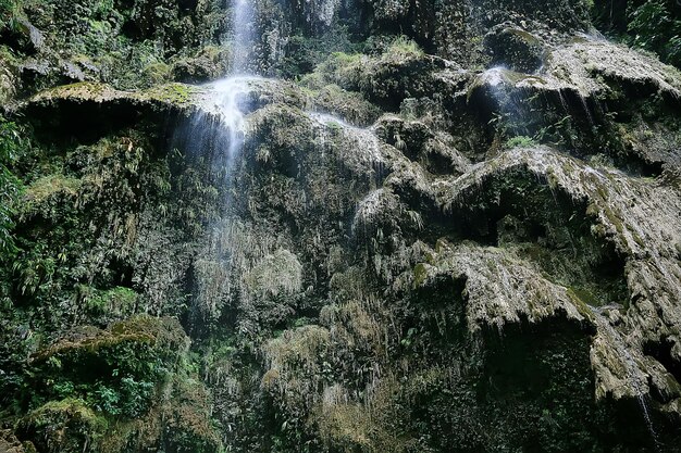 Ungle waterfall philippines / river falls from rocks, waterfall\
on philippine islands, tourism in asia