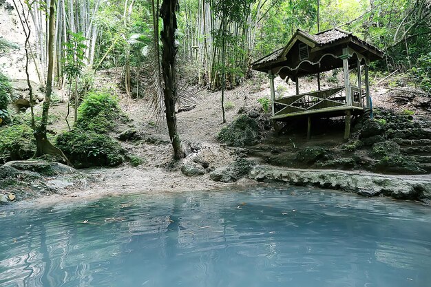 Ungle waterfall philippines / river falls from rocks, waterfall on philippine islands, tourism in asia