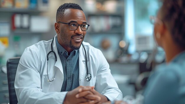 Photo an unguarded picture of a male physician in a hospital room talking with a patientxaxa