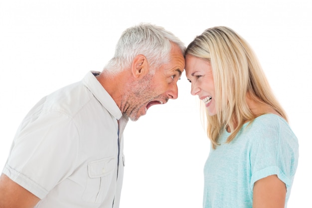 Unhappy couple having an argument 