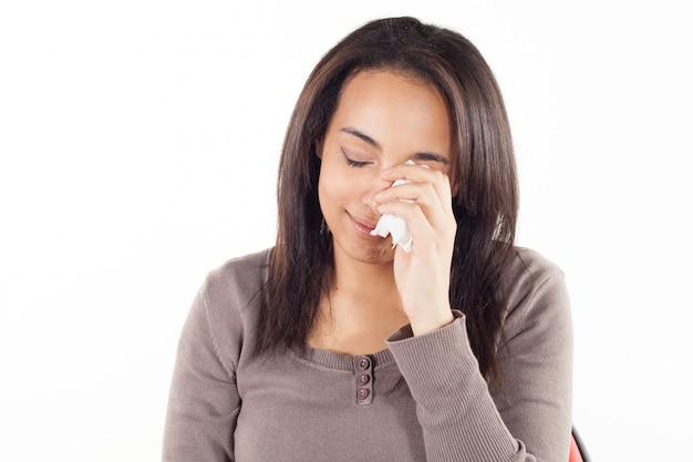 Unhappy woman crying