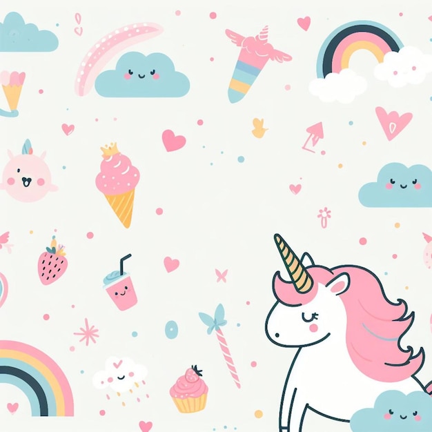 Unicorn background desktop wallpaper cute vector