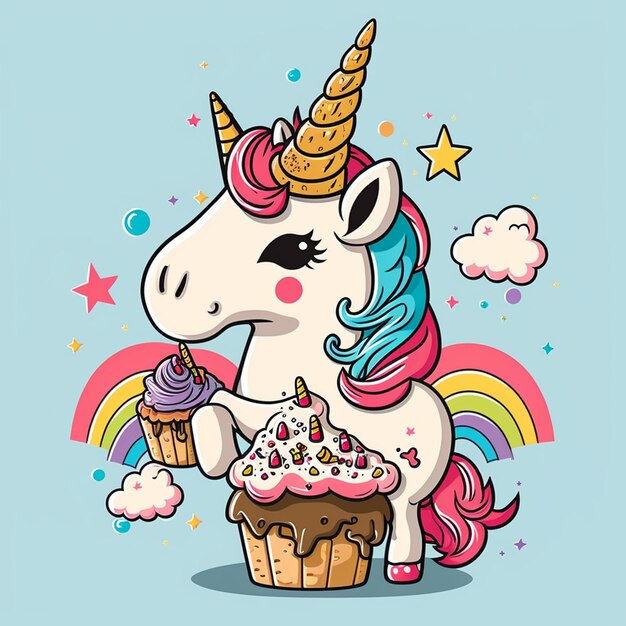 Unicorn Birthday Vector Illustration