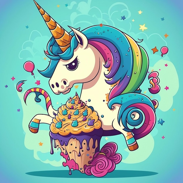 Unicorn Birthday Vector Illustration