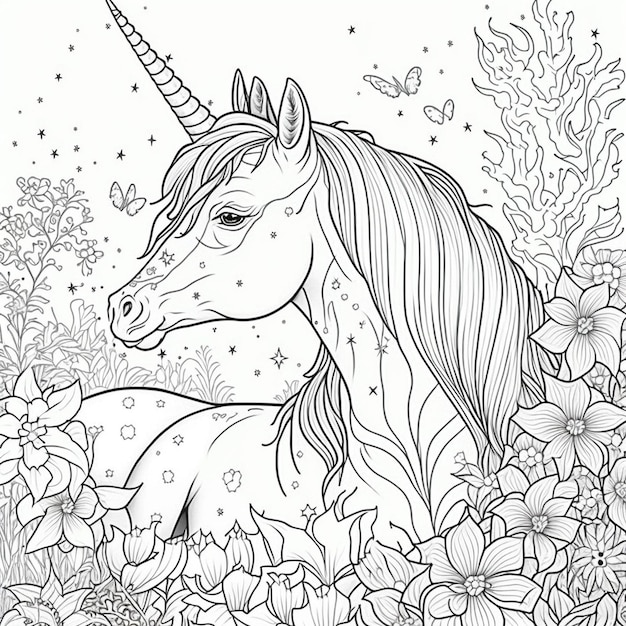 unicorn coloring page for kids