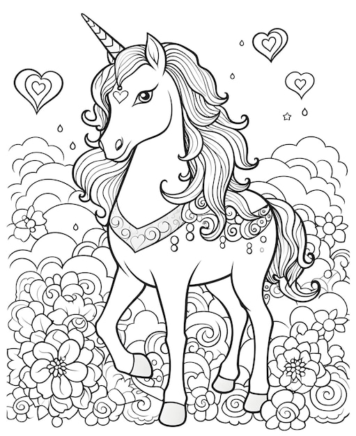 Unicorn coloring page for kids