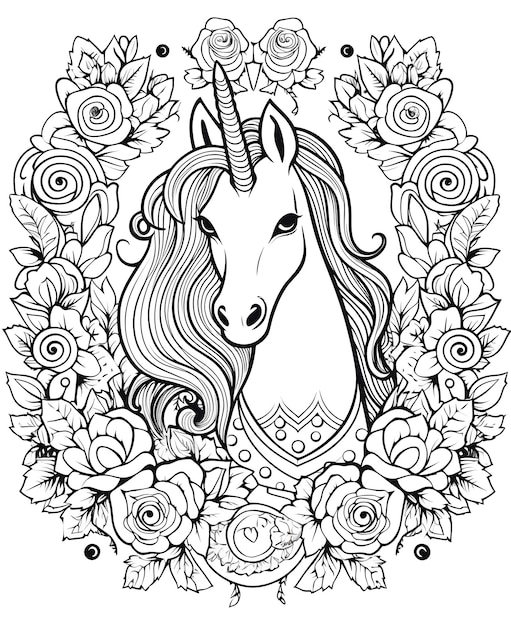 Unicorn coloring page for kids