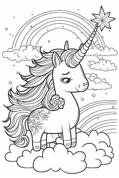 Photo unicorn coloring pages for kids and adults