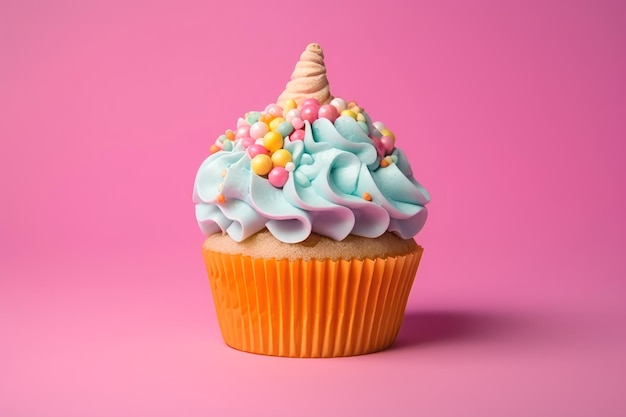 Unicorn cupcake magical Baked cream Generate Ai