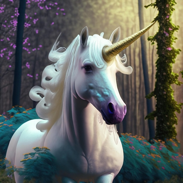 Photo unicorn in forest