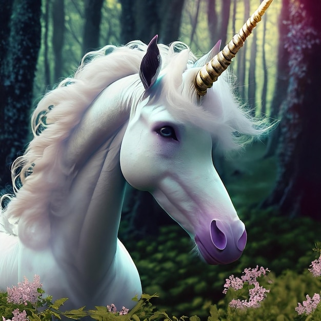 Unicorn in forest