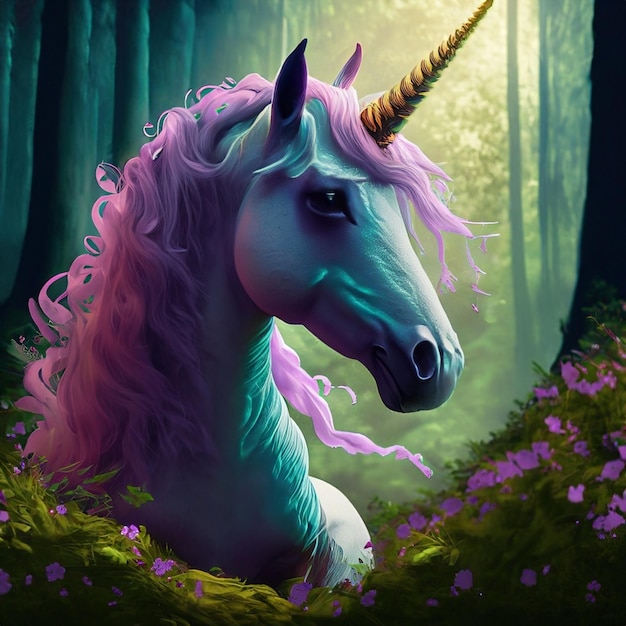 Photo unicorn in forest