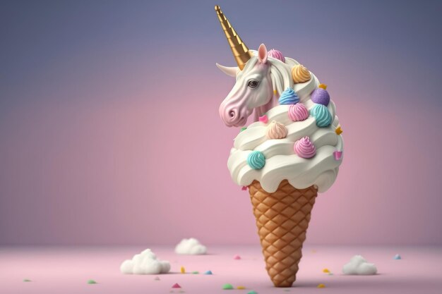 Unicorn Ice cream Ice cream in a cone Fairy tale unicorn ice cream Sweet dream and fantasy concept