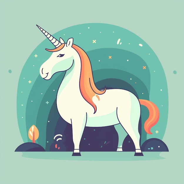 Unicorn illustration with a blue background