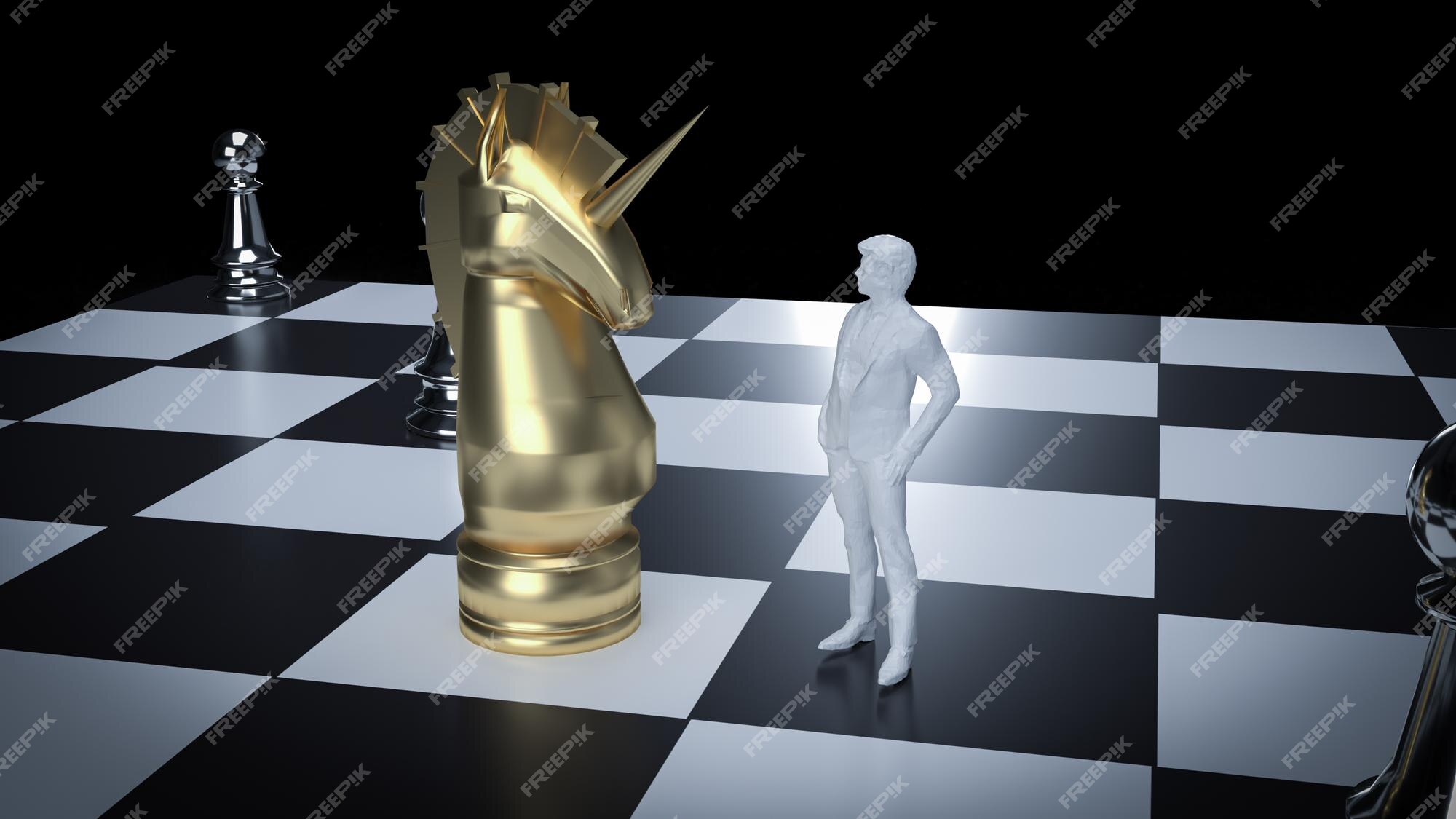 Premium Photo  The gold chess and silver chess for business concept 3d  rendering