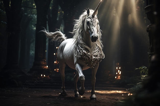 Единорог мифическое существо копытное животное лошадь с одним большим заостренным спиралевидным рогом, выходящим изо лба Сладкая волшебная сказка