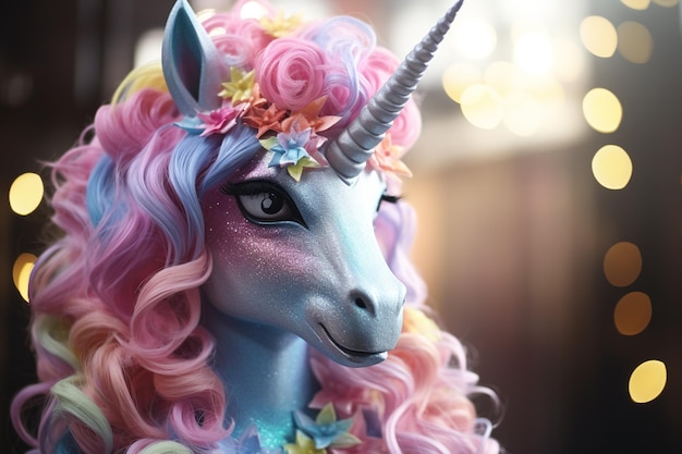 Unicorn a mythical creature symbolizing virtue a horse with a horn rainbow fairytale shiny tail mane pony white beautiful cute magical animal myth